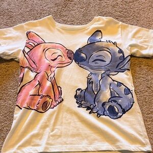 Disney Cream Shirt with Pink and Blue Characters